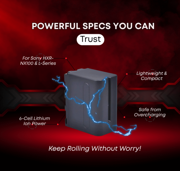 NP-F980 NORMAL Video Camera Battery Compatible with Sony HXR-NX100 Camcorder - 42000 mAh Lithium-Ion Battery - Image 2