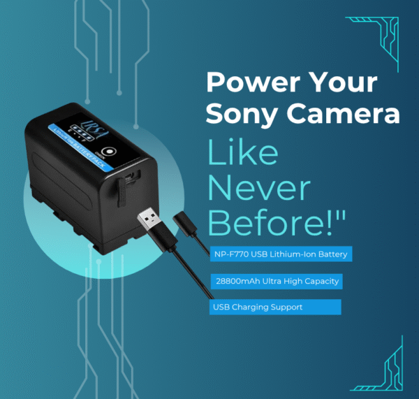 NP- F770 USB Lithium-Ion (28800MAH) Ultra High Capacity Battery - Rechargeable Replacement for Sony NP- F 770USB Battery with USB - Image 2