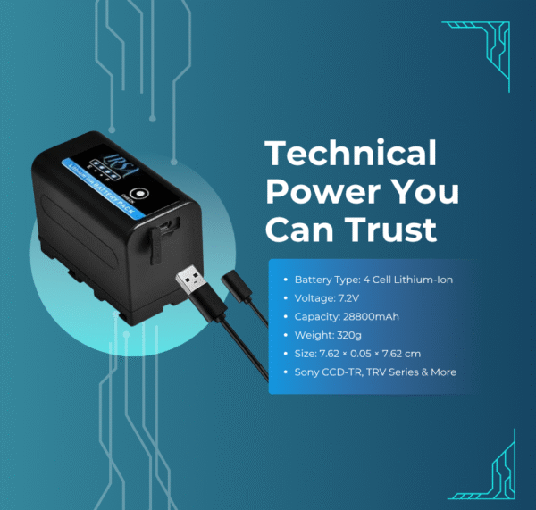 NP- F770 USB Lithium-Ion (28800MAH) Ultra High Capacity Battery - Rechargeable Replacement for Sony NP- F 770USB Battery with USB - Image 4