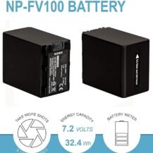 NP-FV100 Battery for PXW-X70 PXW-Z90 HXR-NX80 NX70 FDR-AX700 AX60 AX100E AXP55 Camcorder Compatible NP-FV100A - 2 Pieces