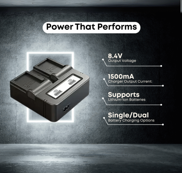 FZ100 Duo Charger / Dual Battery Charger Compatible with Lumix Series DMC-GX8 DMC-G7 DMC-G6K DMC-G6KK DMC-GH2 DMC-G5 DMC-FZ200 DMC-FZ300 DMC-FZ100 Digital Camera - Image 3