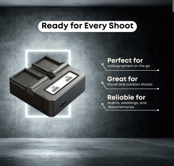 FZ100 Duo Charger / Dual Battery Charger Compatible with Lumix Series DMC-GX8 DMC-G7 DMC-G6K DMC-G6KK DMC-GH2 DMC-G5 DMC-FZ200 DMC-FZ300 DMC-FZ100 Digital Camera - Image 2