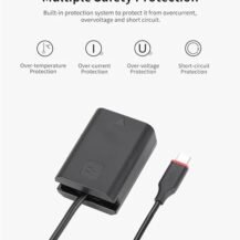 LRSA NP-FW50 Dummy Battery with Type C Input Adapter Cable (Works with PD/QC Powerbanks (20W to 65w)) Compatible with Sony A7 A7R2 A7M2 A6300 A6000 A6500 etc,Black