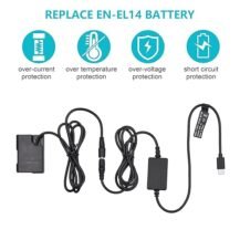 LRSA EN‑EL14 Dummy Battery, Decoded Dummy Battery Stable 35-90cm Cable for D5600 D5500 D5300 for Digital Camera