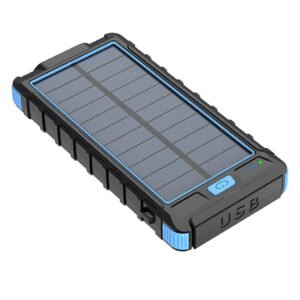 LRSA 10000mAh Solar Power Bank , Waterproof Outdoor Solar Battery Pack with C Type and Dual USB Fast Charging, LED Flashlight & Compass for Mobile Phones & Devices