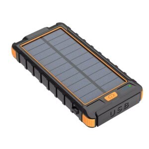 LRSA 15000mAh Solar Power Bank , Waterproof Outdoor Solar Battery Pack with C Type and Dual USB Fast Charging, LED Flashlight & Compass for Mobile Phones & Devices