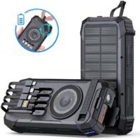 LRSA 40000mAh Portable Wireless Solar Power Bank (Black)