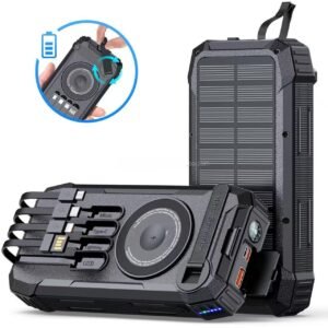 LRSA 40000mAh Portable Wireless Solar Power Bank (Black)