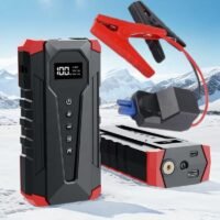 LRSA Portable Car Battery Jump Starter, 4000A 24000mAh, for All Gas/10L Diesel/Petrol, Fast Charge, Compact Jump Box with Jumper Cables with Tyre Inflator