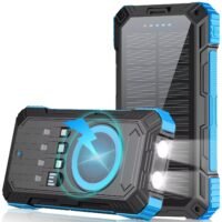 LRSA Solar Power Bank, 20000mAh, 33W Fast Charging, Wireless Charger with Flashlight, for Camping and Travel