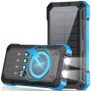 LRSA Solar Power Bank, 20000mAh, 33W Fast Charging, Wireless Charger with Flashlight, for Camping and Travel