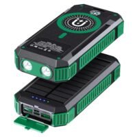 LRSA Solar Power Bank, 40000mAh, 33W Fast Charging, Wireless Charger with Flashlight, for Camping and Travel, Orange