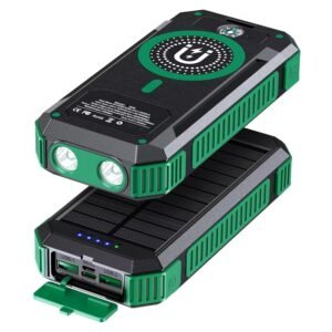 LRSA Solar Power Bank, 40000mAh, 33W Fast Charging, Wireless Charger with Flashlight, for Camping and Travel, Orange