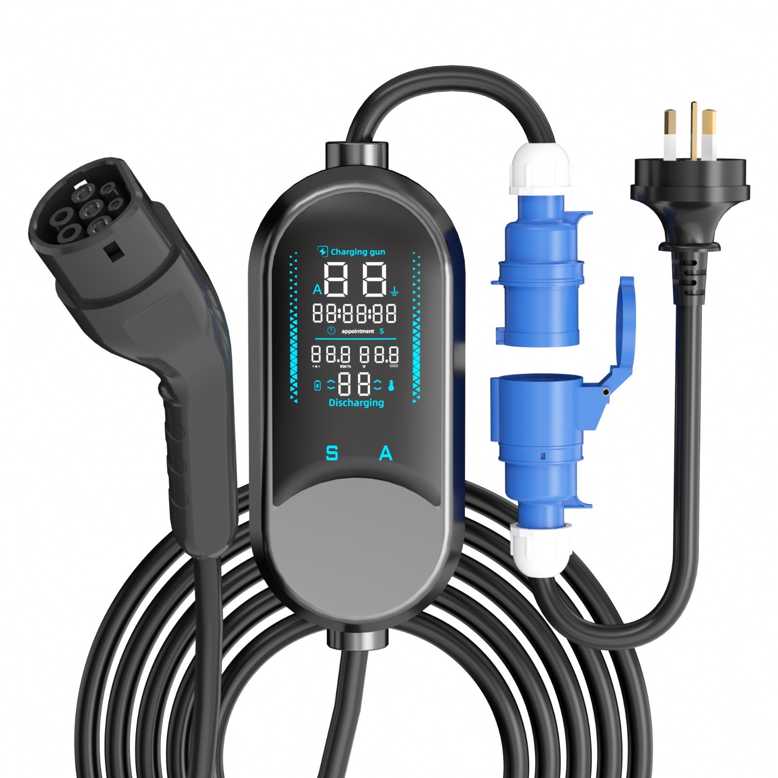 LRSA 3.6kW Portable Universal Car EV Charger | 16A Type 2 AC | 3-Pin Indian Plug | Adjustable Power | Gun Holder+Clips+Carry Bag | IP66 Weatherproof | LED Display | 5-yr Warranty - Image 2